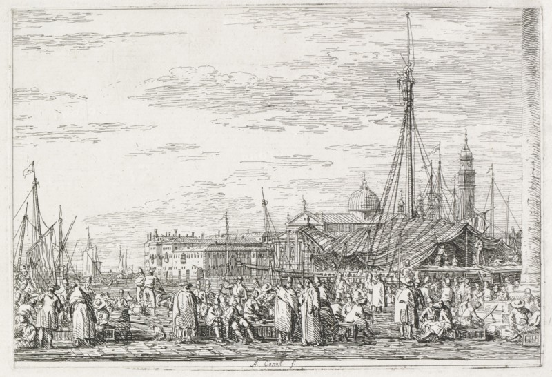 Views:  The Market on the Molo, 1735-1746. Antonio Canaletto (Italian, 1697-1768). Etching; platemark: 14.4 x 21.1 cm (5 11/16 x 8 5/16 in.)