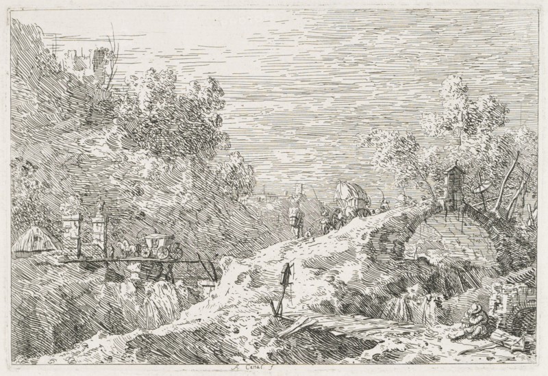 Views:  Mountain Landscape with Five Bridges, 1735-1746. Antonio Canaletto (Italian, 1697-1768). Etching