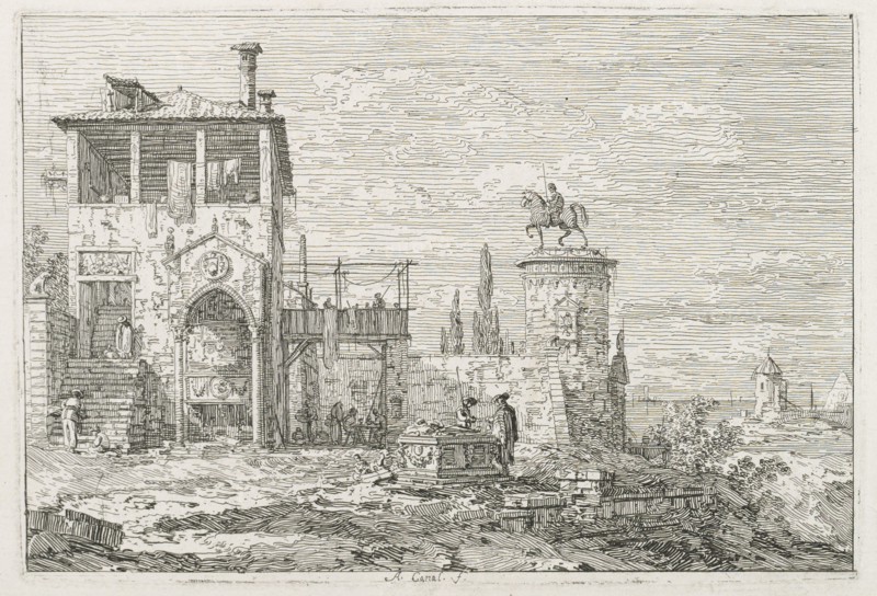 Views:  The Equestrian Monument, 1735-1746. Antonio Canaletto (Italian, 1697-1768). Etching