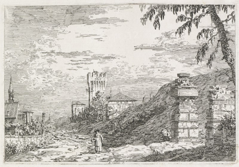 Views:  Two Ruined Pillars, 1735-1746. Antonio Canaletto (Italian, 1697-1768). Etching