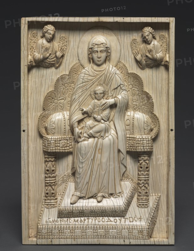 Ivory Plaque with Enthroned Mother of God ("The Stroganoff Ivory"), 950-1025. Byzantium, Constantinople, Byzantine period. Ivory; overall: 25.3 x 17.2 x 1.8 cm (9 15/16 x 6 3/4 x 11/16 in.).