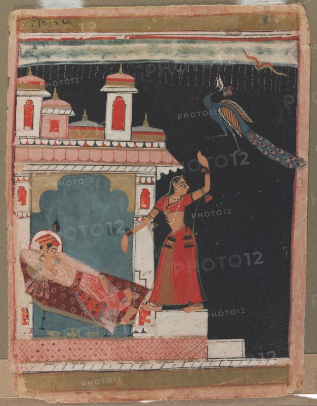 Madhu Madhavi Ragini, c. 1630-1640. Central India, Malwa. Opaque watercolor, ink, and gold on paper; overall: 19.1 x 14.6 cm (7 1/2 x 5 3/4 in.).