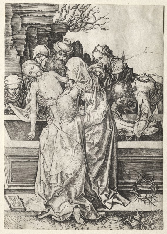 The Passion:  The Entombment. Martin Schongauer (German, c.1450-1491). Engraving