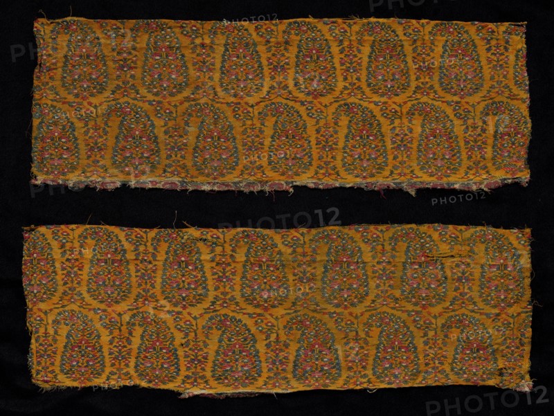 Fragment of a Shawl, 1800s. India, Kashmir, 19th century. Tapestry weave: wool; overall: 19 x 55.2 cm (7 1/2 x 21 3/4 in.)