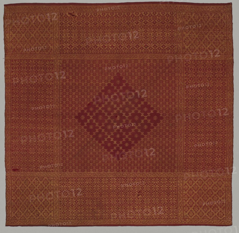 Square, Probably Head Wrapper, late 1800s. Indonesia, Sumatra, Palembang, late 19th century. Brocade, silk; overall: 76.2 x 78.8 cm (30 x 31 in.)