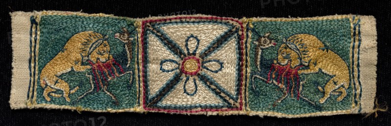 Fragment, 1700s - 1800s. India, Jaipur, 18th-19th century. Embroidery: silk on cotton tabby ground; overall: 14.6 x 3.8 cm (5 3/4 x 1 1/2 in.)