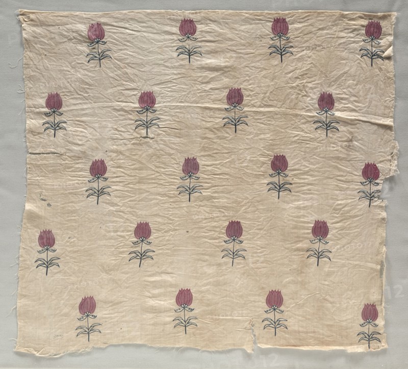 Fragment, 1700s. India, Jaipur ?, 18th century. Embroidery; silk on linen; overall: 50.2 x 52.7 cm (19 3/4 x 20 3/4 in.)