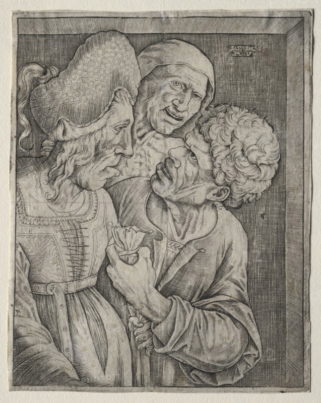 The Rich Old Woman. Agostino Musi (Italian, 1490-1540). Engraving