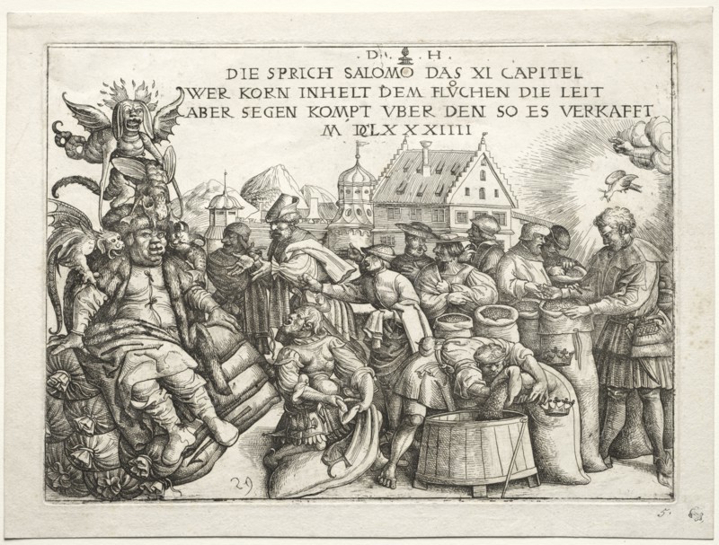 Illustration to proverbs XI (The Hoarders of Grain). Daniel I Hopfer (German, c. 1470-1536). Etching
