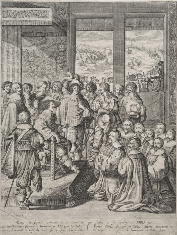Louis XIII Receiving a Deputation of Magistrates. Abraham Bosse (French, 1602-1676). Etching and engraving