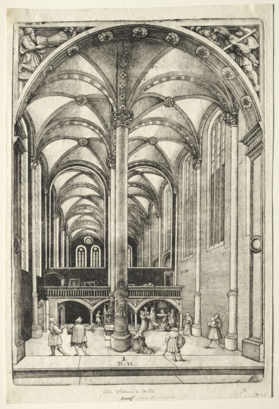 View in the interior of St. Catherine's chruch at Augsburg. Daniel I Hopfer (German, c. 1470-1536). Etching