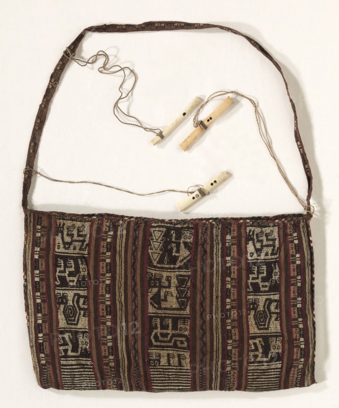 Textile Bag, c. 1100-1400. Peru, Central Coast, Chancay, Pachacamac, 12th-15th century. Tabby weave, warp patterned; wool; average: 24.2 x 38.8 cm (9 1/2 x 15 1/4 in.)
