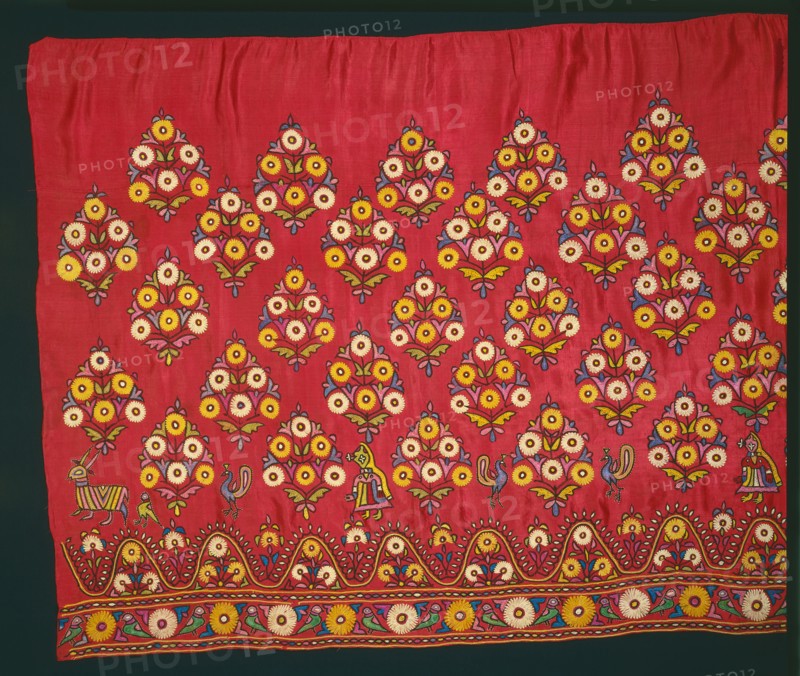 Panel for a Skirt (Ghagra), late 1800s or early 1900s. India, Cutch, late 19th or early 20th century. Embroidered satin; overall: 76.2 x 186.7 cm (30 x 73 1/2 in.).