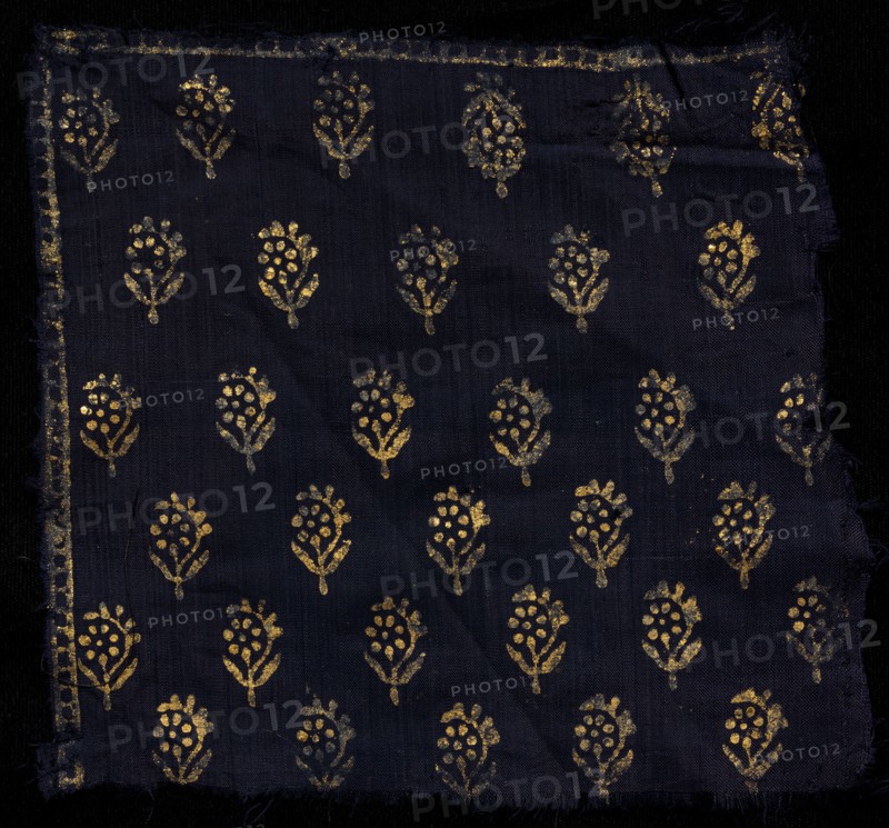 Block Print, 1800s. India, 19th century. Block printed with gold leaf on cotton muslin; overall: 17.2 x 17.8 cm (6 3/4 x 7 in.).