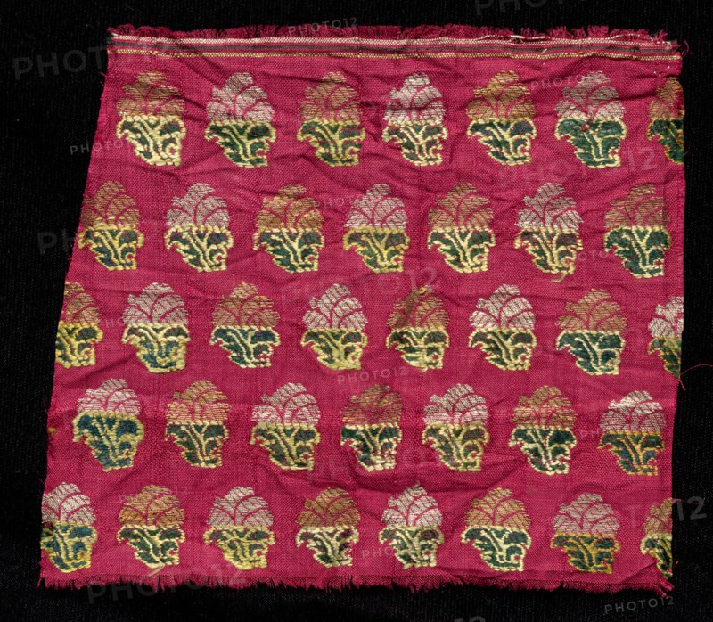 Fragment, 1800s. India, 19th century. Brocade; silk, gold and silver threads; overall: 12.7 x 15.2 cm (5 x 6 in.).