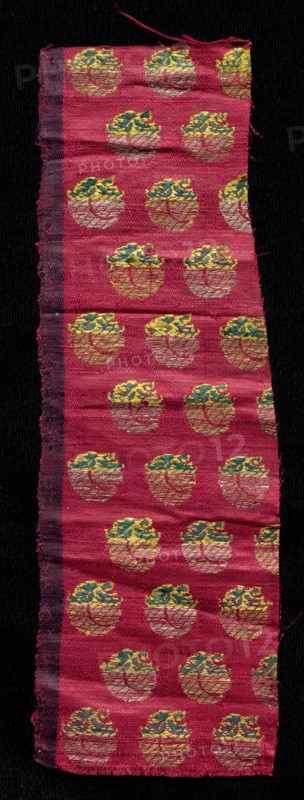 Fragment, 1800s. India, 19th century. Brocade; satin ground with silk and gold thread; overall: 22.2 x 7.6 cm (8 3/4 x 3 in.).