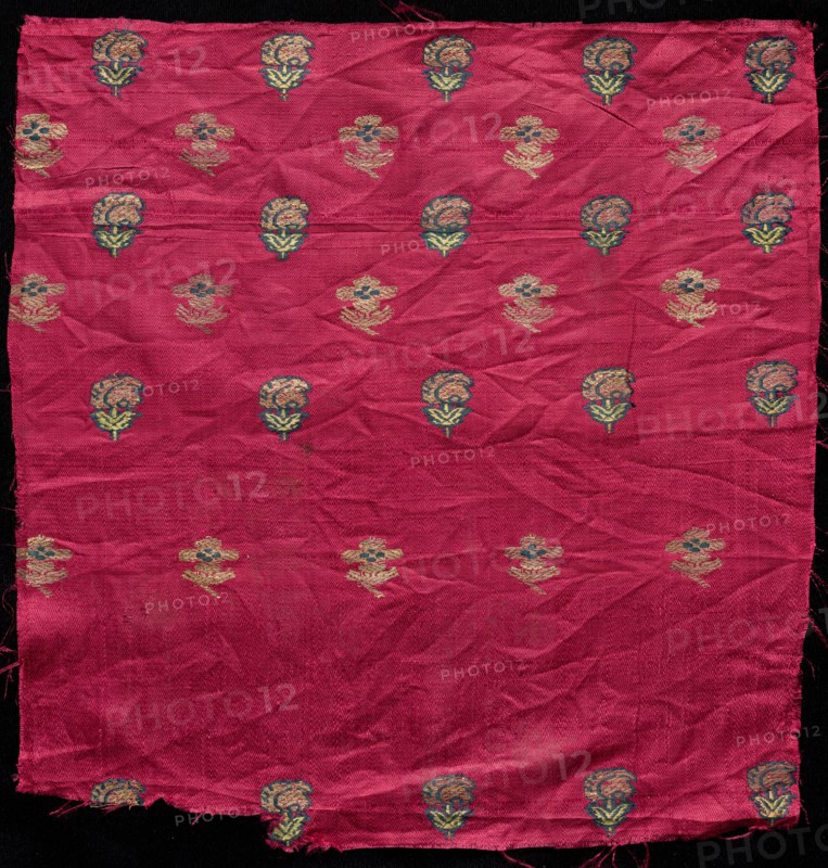 Fragment, 1800s. India, 19th century. Brocade; silk and metal; overall: 31.1 x 30.5 cm (12 1/4 x 12 in.)