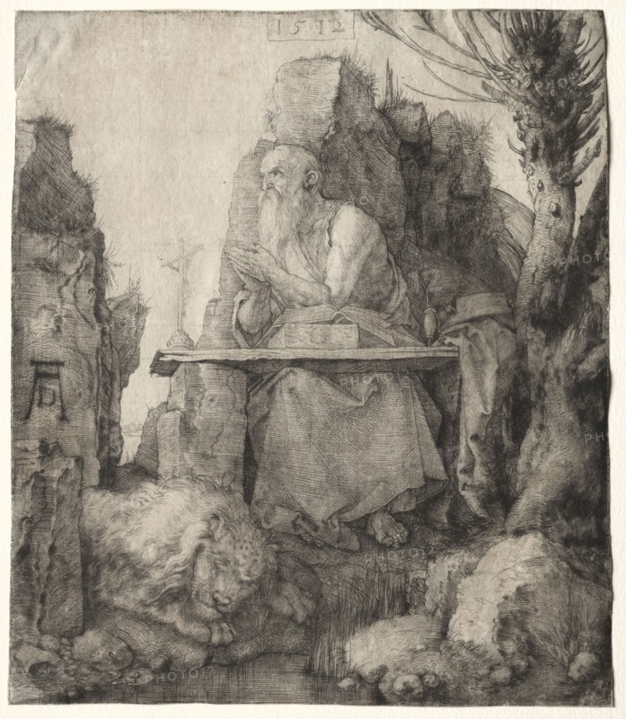 St. Jerome Seated Near a Pollard Willow, 1512. Albrecht Dürer (German, 1471-1528). Drypoint; sheet: 20.7 x 18.1 cm (8 1/8 x 7 1/8 in.).