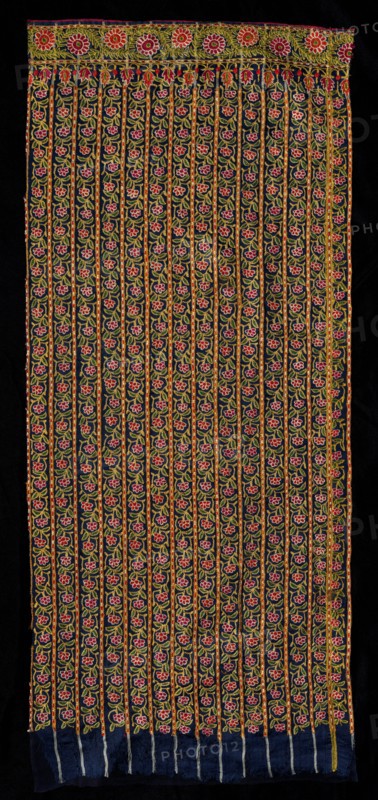Part of a Skirt (Ghaghara), 1700s - 1800s. India, Cutch, 18th-19th century. Embroidery, silk thread on silk ground; overall: 83.8 x 35.9 cm (33 x 14 1/8 in.)