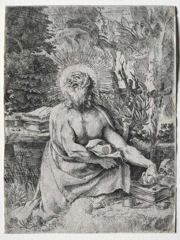 St. Jerome, c. 1591. Annibale Carracci (Italian, c. 1560-1609). Etching