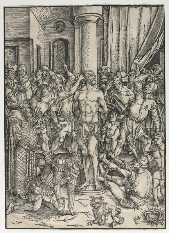 The Great Passion:  The Flagellation. Albrecht Dürer (German, 1471-1528). Woodcut