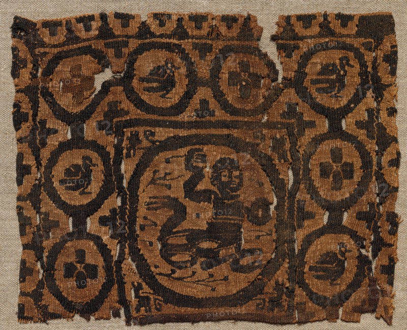 Fragmentary Segmentum from a Tunic, 500s - 600s. Egypt, Byzantine period, 6th - 7th century. Tapestry weave (originally inwoven in a tabby ground ?): wool and linen; overall: 15 x 18.5 cm (5 7/8 x 7 5/16 in.).