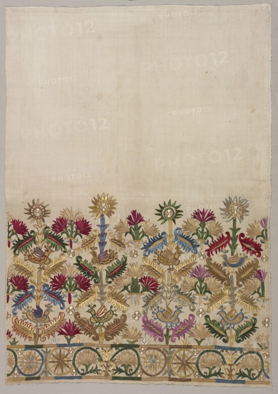 Fragment of a Skirt Border, 1600s - 1700s. Greece, Crete, 17th-18th century. Embroidery: silk on linen tabby ground; overall: 90.2 x 61.6 cm (35 1/2 x 24 1/4 in.)