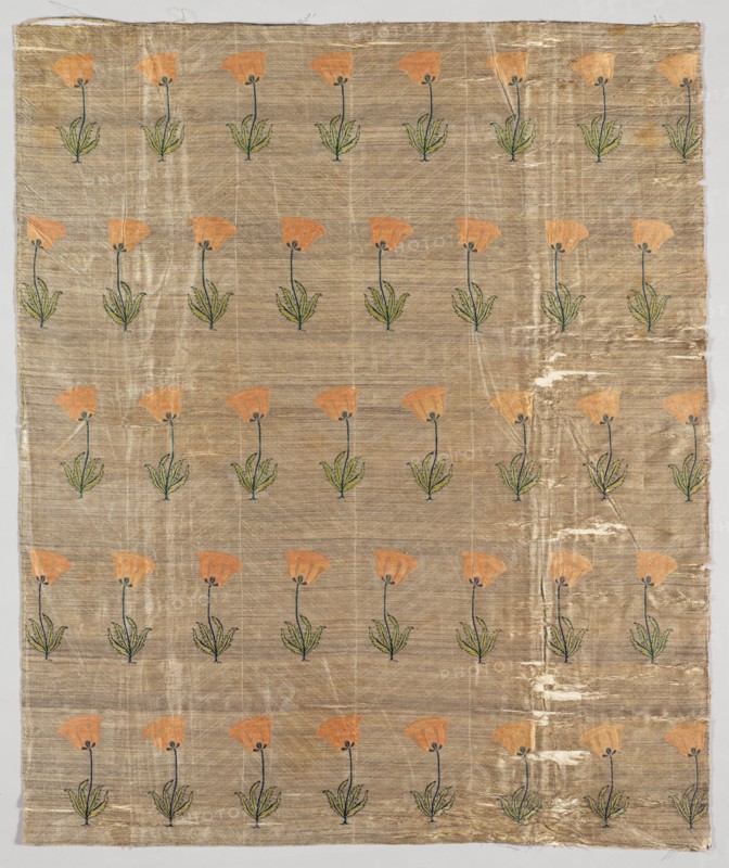 Textile with field of poppies on a golden ground, 1600-1750. Iran, Safavid Period. Twill weave with supplementary weft, stamped: silk and gilt-metal thread; overall: 82 x 66.7 cm (32 5/16 x 26 1/4 in.)