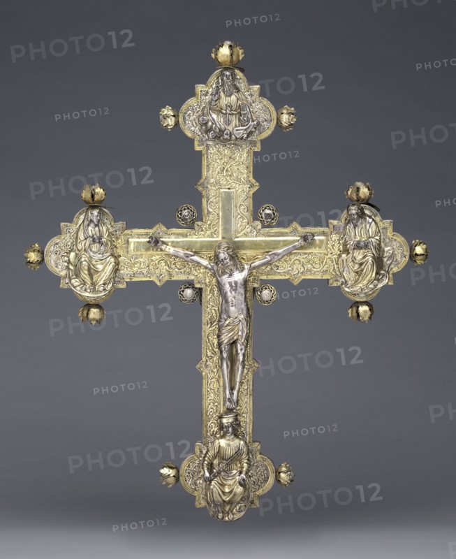 Processional Cross, c. 1440-1450. Pietro Vannini (Italian, 1413/14-1495/96). Silver, gilt-silver, and repoussé, over wood; overall: 72.7 x 61 x 12.7 cm (28 5/8 x 24 x 5 in.).