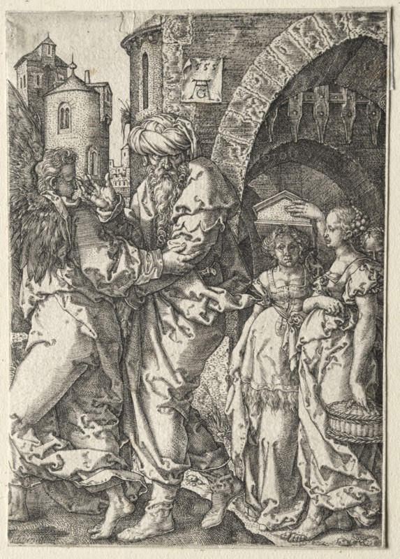 The Story of Lot:  Lot and His Family Fleeing Sodom, 1555. Heinrich Aldegrever (German, 1502-1555/61). Engraving