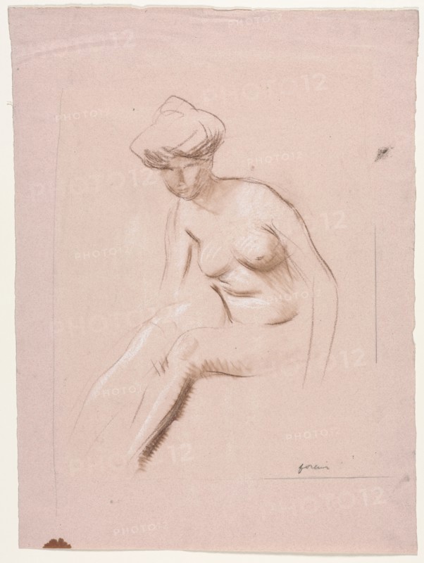 Seated Nude, fourth quarter 1800s or first third 1900s. Jean Louis Forain (French, 1852-1931). Brown, white, and black chalk; sheet: 41.9 x 31.9 cm (16 1/2 x 12 9/16 in.).