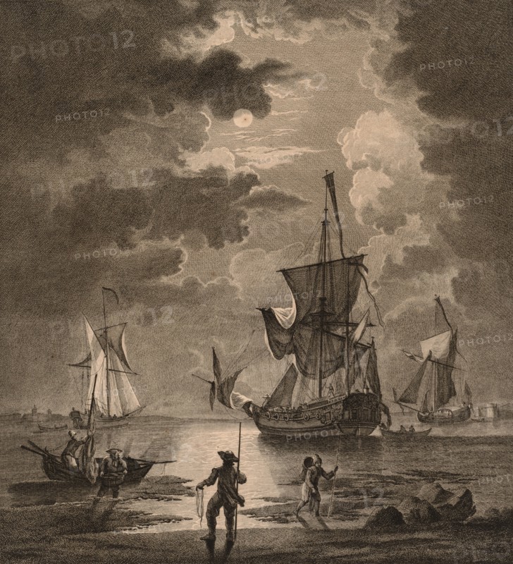 A View of the Sea by Moonlight. Thomas Major (British, 1714-1799). Engraving