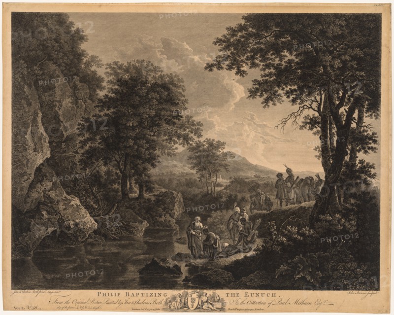 Philip Baptising the Eunuch, 1772. John Browne (British, 1741-1801). Engraving