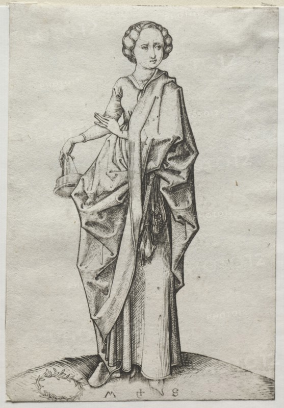 The Fourth of the Foolish Virgins. Martin Schongauer (German, c.1450-1491). Engraving
