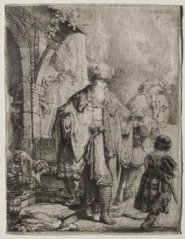 Abraham Casting out Hagar and Ishmael, 1637. Rembrandt van Rijn (Dutch, 1606-1669). Etching and drypoint; sheet: 12.7 x 9.7 cm (5 x 3 13/16 in.); platemark: 12.5 x 9.6 cm (4 15/16 x 3 3/4 in.).