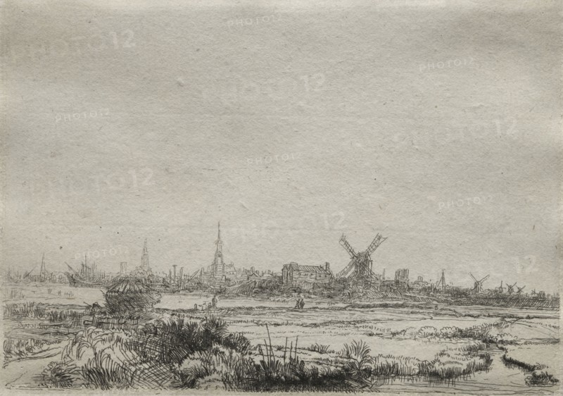 Copy of View of Amsterdam from the North West, 1700s. Copy after Rembrandt van Rijn (Dutch, 1606-1669). Etching; sheet: 10.5 x 15 cm (4 1/8 x 5 7/8 in.); secondary support: 11.1 x 15.5 cm (4 3/8 x 6 1/8 in.)