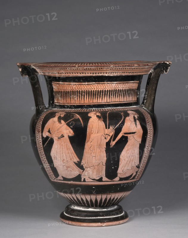 Column Krater, c. 470-460 BC. Attributed to Pig Painter (Greek). Red-figure terracotta; diameter: 40.6 cm (16 in.); overall: 42.5 cm (16 3/4 in.).