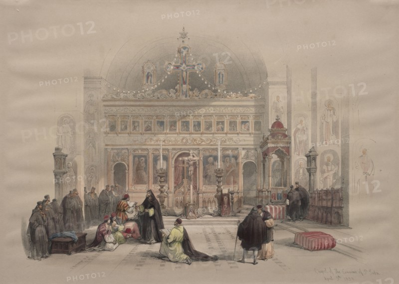 Chapel of the Convent of St. Saba, 1839. David Roberts (British, 1796-1864). Color lithograph