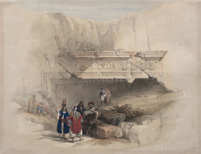 Entrance to the Tombs of the Kings, Jerusalem, 1839. David Roberts (British, 1796-1864). Color lithograph