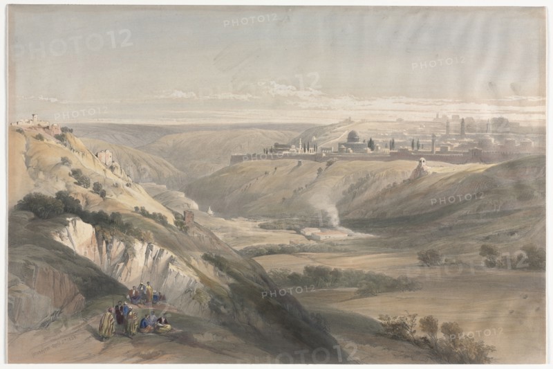 Jerusalem from the Mount of Olives, 1839. David Roberts (British, 1796-1864). Color lithograph