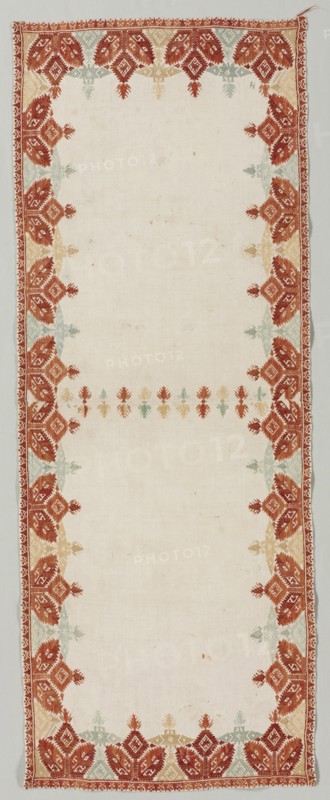 Pillow Cover, 1700s. Greece, Cyclades Islands, Amorgos, 18th century. Embroidery: silk on linen tabby ground; overall: 110.5 x 42 cm (43 1/2 x 16 9/16 in.).