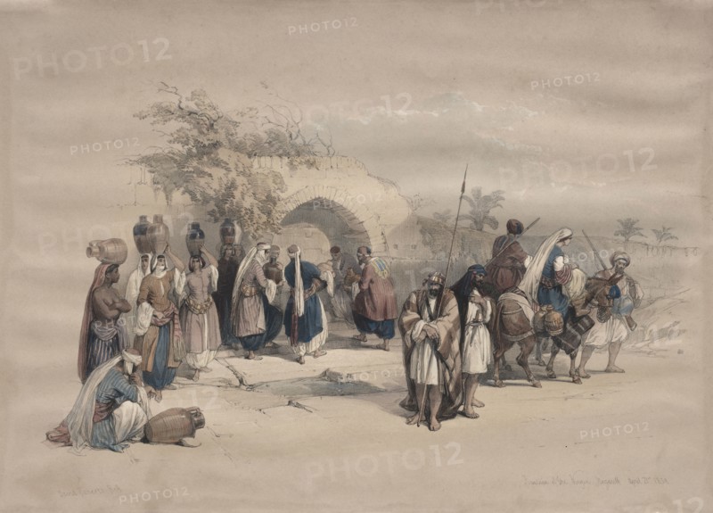 Fountain of the Virgin, Nazareth, 1839. David Roberts (British, 1796-1864). Color lithograph