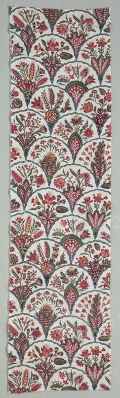Fragment of Woodblock Printed Cotton, c. 1775. France, Marseilles ?, 18th century. Woodblock print on cotton; overall: 63.5 x 16.5 cm (25 x 6 1/2 in.)