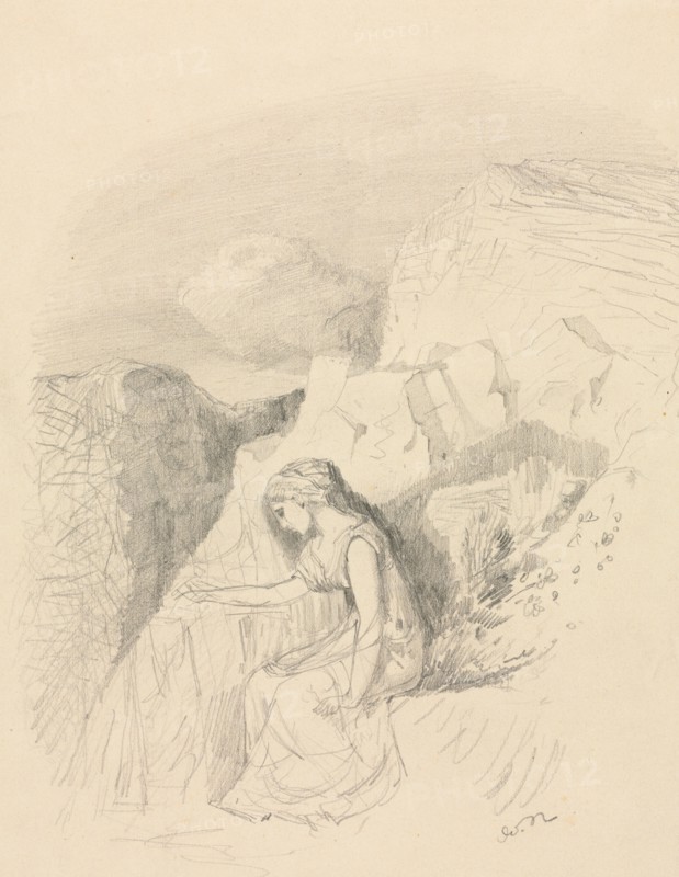 Melancholy, c. 1868. Odilon Redon (French, 1840-1916). Graphite; sheet: 32.1 x 22 cm (12 5/8 x 8 11/16 in.).