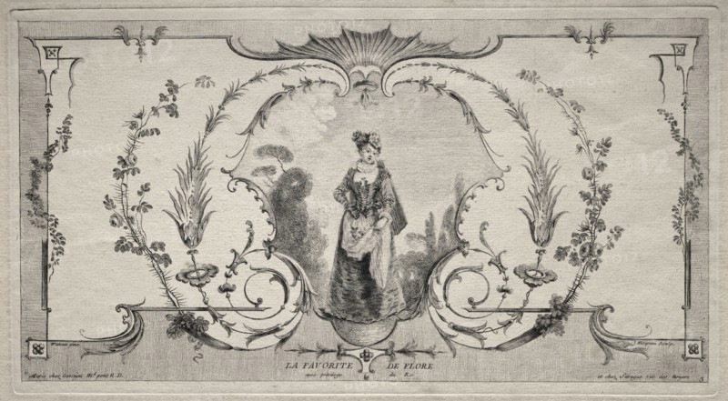The Favorite of Flora, Arabesque. Jean Moyreau (French, 1690-1762). Engraving