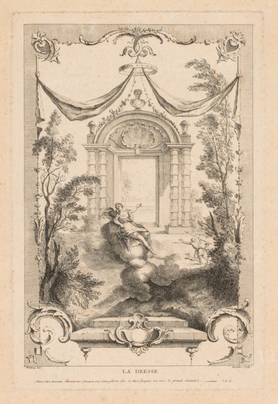 The Goddess, Diana on the Clouds. Gabriel Huquier (French, 1695-1772). Engraving