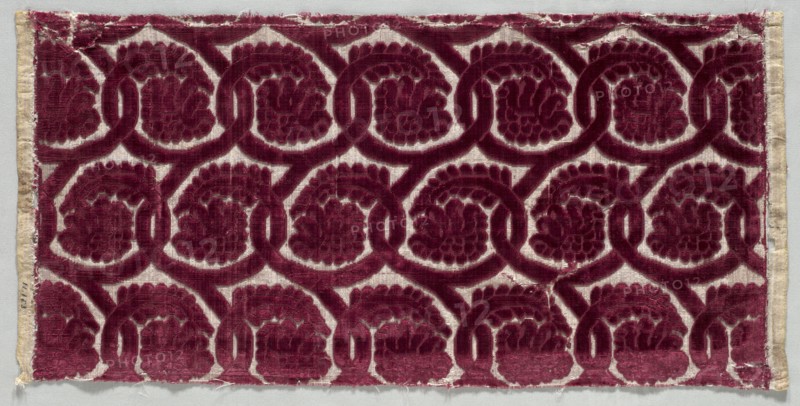 Velvet Strip, 1600s. Italy, 17th century. Velvet (cut and uncut); silk and metal thread; overall: 25.4 x 50.8 cm (10 x 20 in.)