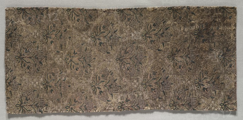 Fragment, 1600s - 1700s. Iran, 17th-18th century. Brocade; overall: 29.3 x 13.4 cm (11 9/16 x 5 1/4 in.)