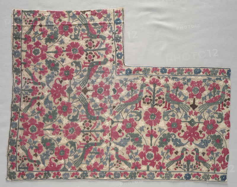 Portion of a Bed Sheet or Valance, 1500s - 1600s. Greece, Sporades Islands, Skyros, 16th-17th century. Embroidery: silk on linen tabby ground; overall: 54.6 x 42 cm (21 1/2 x 16 9/16 in.)