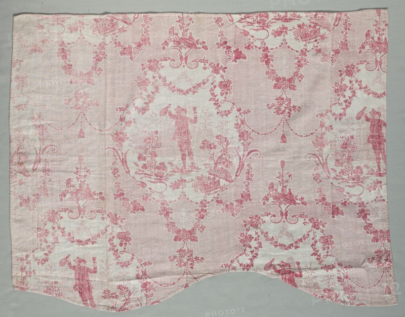 Fragment of Woodblock Printed Cotton, c. 1770. France, Jouy, 18th century. Woodblock print on cotton; overall: 62.3 x 79 cm (24 1/2 x 31 1/8 in.)